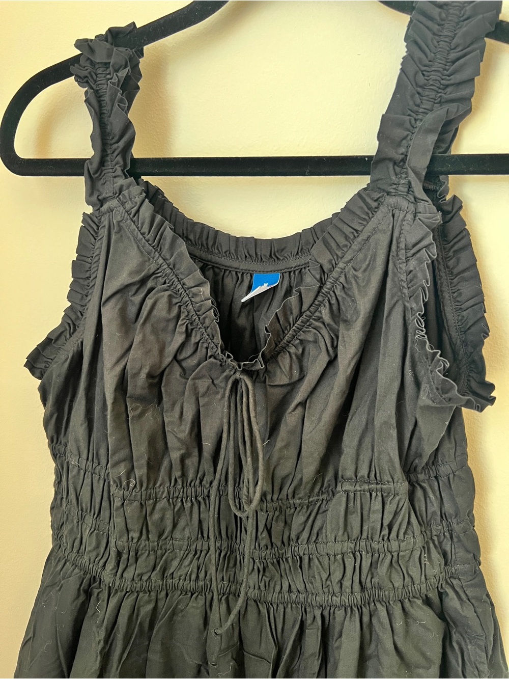 Old Navy Black Smocked Midi Dress - Women size M like new - Picture 2 of 7